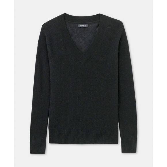 NEW NAADAM cashmere featherweight v neck in black - Picture 3 of 3